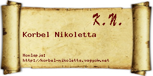 Korbel Nikoletta névjegykártya